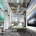 Modern Sales Office Interior Design With Elegant Lobby Artistic Lighting Green Plants And Display Features