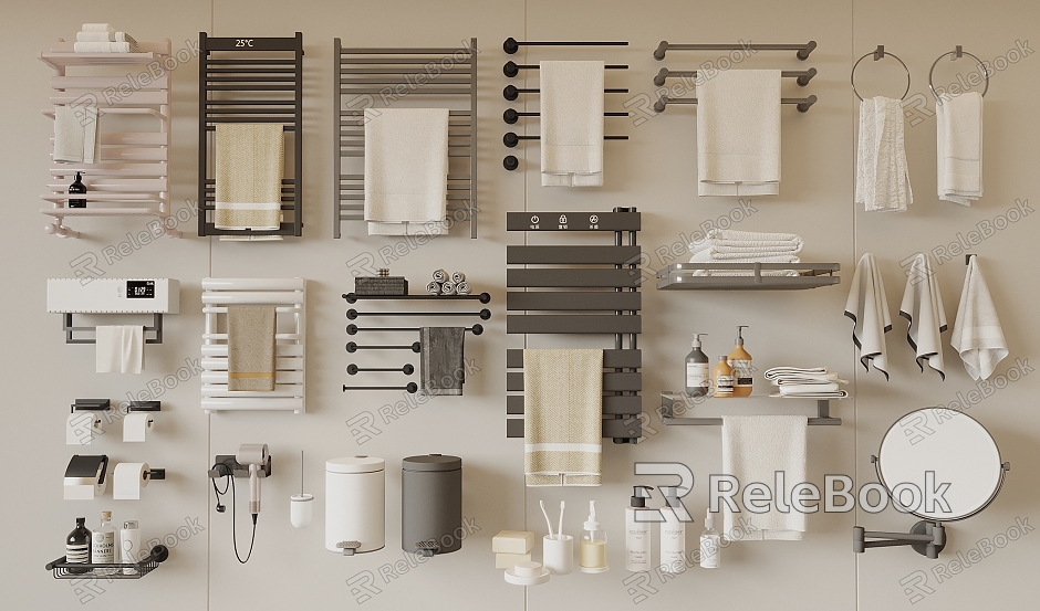 Towel Rack Bathroom Storage Rack Bathroom Supplies Tissue Box Toilet Brush Paper Holder Small Basket model