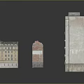 Vintage And Modern Architectural Models With Detailed Roofs And Brick Walls
