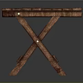 Simple Wooden Folding Table With Square Top And Crossed Legs For Outdoor Use