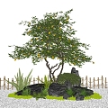 Modern Courtyard Landscape Stone Landscaping Lemon Tree Orange Tree Green Planting Foxtail Asparagus 3d model