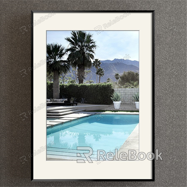 Modern Landscape Painting Simple Blue Study Landscape Swimming Pool Decorative Painting model