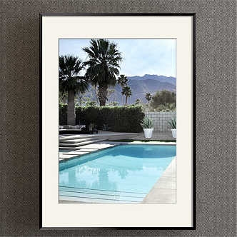 Modern Landscape Painting Simple Blue Study Landscape Swimming Pool Decorative Painting 3d model