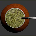 Traditional Mate Drink in Red Calabash with Green Liquid and Metal Straw