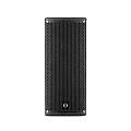 Black Tower Speaker With Grid Front Panel And Bottom Logo High Quality Audio Device 3d model