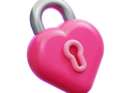 Pink and Silver Heart Shaped Lock Decorative Ornament for Home Decoration 3d model