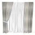 Gray Pinstriped Curtains With White Sheer Layers And Tieback In Bright Interior 3d model