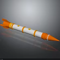 Orange and White Rocket Weapon with Fins and Detailed Yellow Markers Design