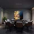 Hotel Mahjong Room Interior Design With Pink Walls Dark Gray Hanging Lamp And Green Chairs