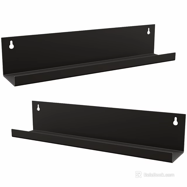 Two Black Wall Mounted Shelves For Home Decor And Storage Solutions 3d model 
