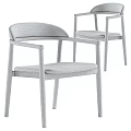 Modern Wooden Frame Chair With Curved Armrests And Upholstered Seat Backrest