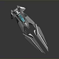 Futuristic Spaceship Concept Model With Sleek Metallic Body Aerodynamic Wings And Blue Light