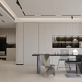 Modern Living and Dining Room Interior With Open Layout Sofa Coffee Table and Large Windows