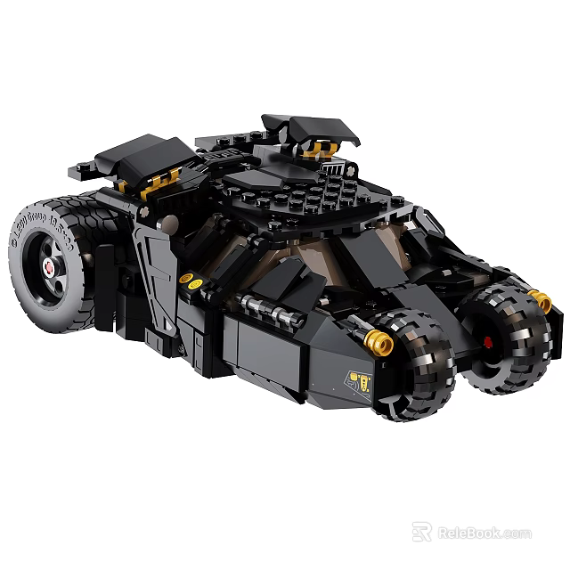 LEGO Batmobile Model With Black Design Yellow Details And Large Wheels 3d model 