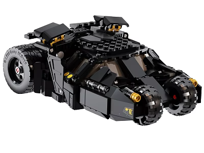LEGO Batmobile Model With Black Design Yellow Details And Large Wheels 3d model