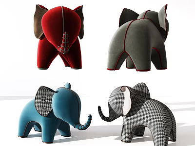 Elephant Shaped Sofa Stools In Various Colors For Home Living Decor 3d model