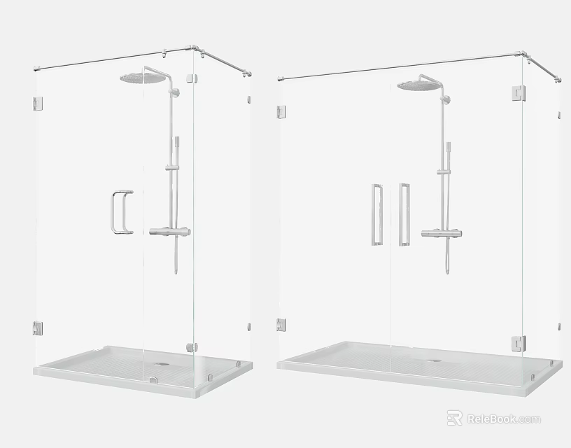 Sleek Modern Shower Sauna Enclosure With Glass Doors Square Base Rainfall Shower And Handheld Sprayer 3d model 