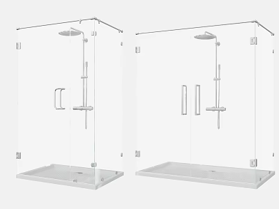 Sleek Modern Shower Sauna Enclosure With Glass Doors Square Base Rainfall Shower And Handheld Sprayer 3d model