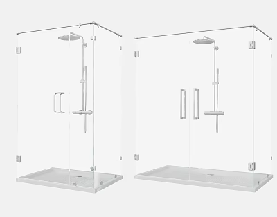 Sleek Modern Shower Sauna Enclosure With Glass Doors Square Base Rainfall Shower And Handheld Sprayer 3d model