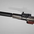Tactical Vintage Pistol With Mounted Scope Silencer And Brown Textured Grip
