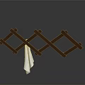 Simple Dark Wooden Cross Frame Furniture With Hanging White Towel
