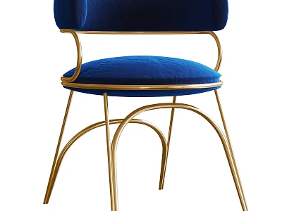 Blue Velvet Dining Chair With Gold Metal Frame And Elegant Modern Design 3d model