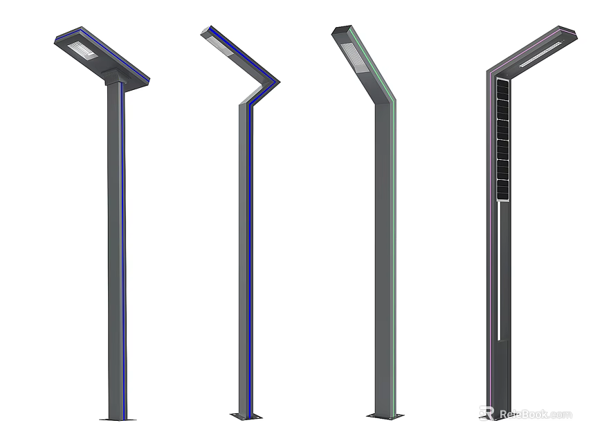 Modern Outdoor Lights With Different Stylish Designs For Garden And Street Use 3d model 