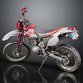 White and Red Off-Road Motorcycle With Black Seat Red Graphics And Off-Road Tires
