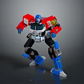Red And Blue Train Robot With White Black Accents In Dynamic Stance