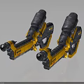 Detailed Sci Fi Yellow and Gray Dual Heavy Energy Weapons Mechanical Design