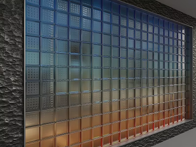 Colorful Glass Block Partition With Gradient Color For Interior Wall Design 3d model