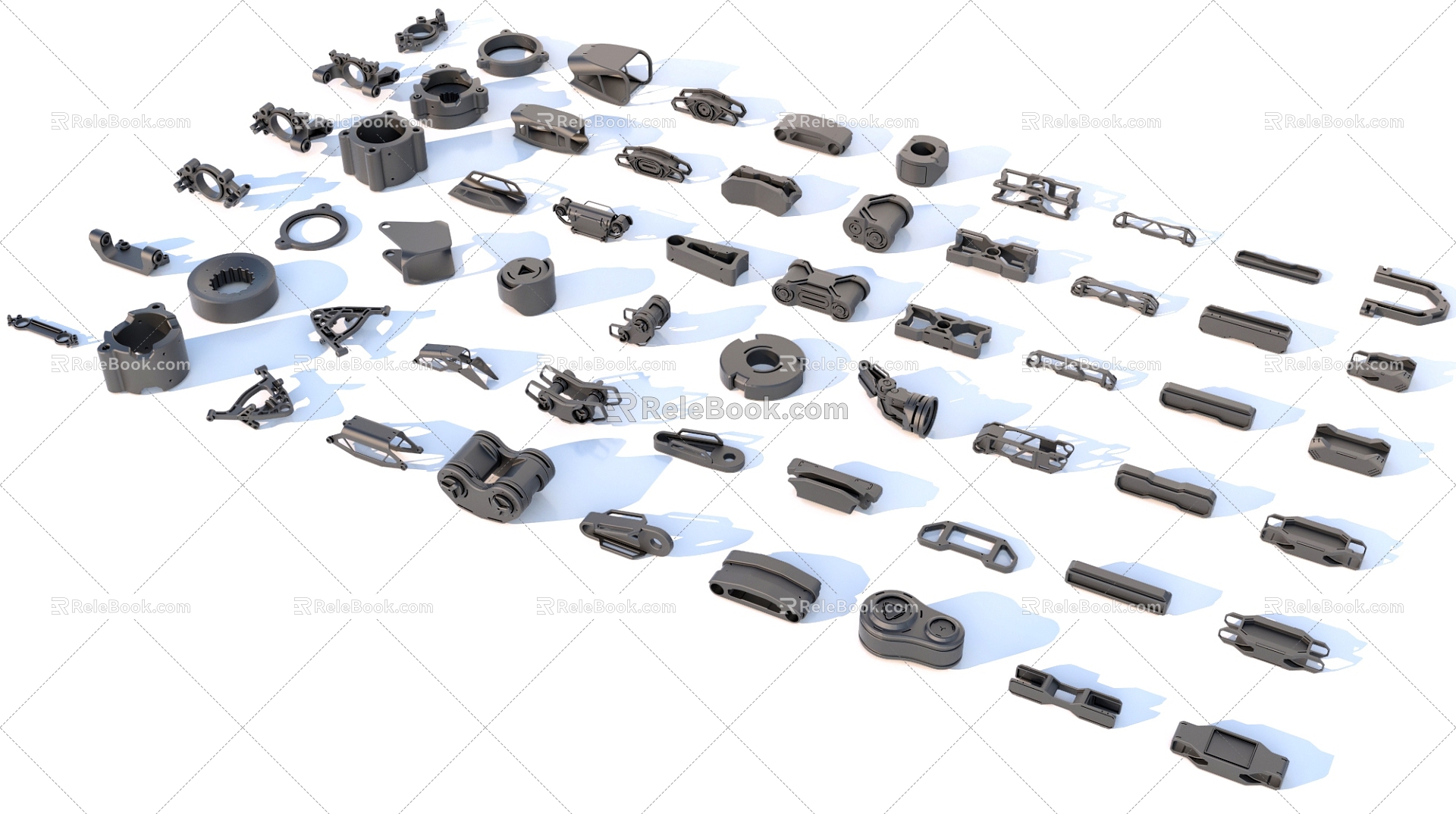 Hard surface mechanical parts combination of mechanical parts 3d model