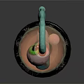 Copper Candle Lamp With Green Lotus Design And Turquoise Tassel On Black Base