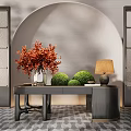 Modern CCD Hotel End View Table Ornaments Floriculture Moss Combination Tree Table Lamp Floriculture Green Plant Moss Ball Table 3d model