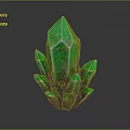 Vibrant Green Crystal With Sharp Facets Multiple Prismatic Tips And Glowing Surface 3d model
