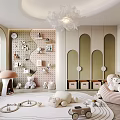 Playful Kids Room Interior With Mushroom Furniture Stuffed Toys And Play Mat
