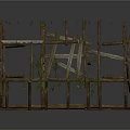 Rustic Wooden Roof Frame Structure With Climbing Vine Plants And Architectural Details