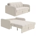 Modern Cream Fabric Convertible Sofa Bed With Comfortable Cushions And Sturdy Frame 3d model