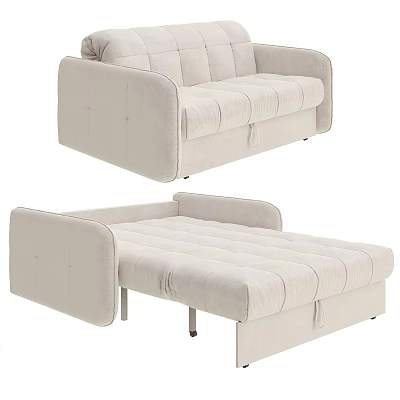 Modern Cream Fabric Convertible Sofa Bed With Comfortable Cushions And Sturdy Frame 3d model