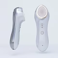 Silver Handheld Facial Cleansing Devices With Power Button And Massage Head Design