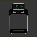 Modern Treadmill With Digital Display And Yellow Black Frame For Fitness