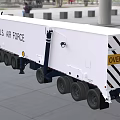 U.S. Air Force Oversize Load Truck With Extended Flatbed Trailer And Military Markings