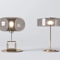 Modern Stylish Table Lamps With Glass Shades And Metal Bases Illuminated
