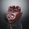 Wooden Skull Shaped Decorative Ornament Set With Crown Top And Glossy Finish