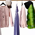 Stylish Clothes Display With Dresses Coats And Accessories 3d model