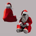 Red And Silver Polygonal Santa Claus Sculpture With Geometric Design Details 3d model