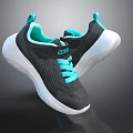Black Mesh Sneakers With Turquoise Laces And White Sole For Casual Wear