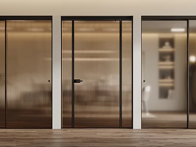 Modern Interior Sliding Doors With Black Frame Frosted Glass Design For Living Space 3d model