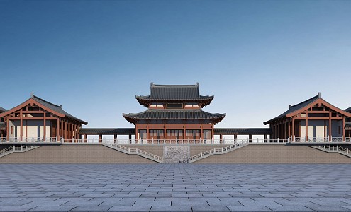 Chinese Style Temple Ancient Temple Planning Su Style Ancient Building Ming and Qing Dynasties Ancient Building 3d model