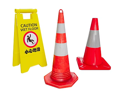 Modern reflective cone warning sign 3d model Modern reflective cone warning sign 3d model